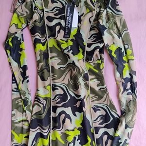 H&M Green and Black Long Sleeve Dress